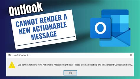 Actionable Messages will allow users to take quick actions such as updating a task or liking a social media post right from an email with no need to visit another app or service. . We cannot render a new actionable message right now please close an existing one in outlook